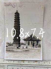 民国抗战时期河南开封铁塔及八角铜佛亭原版老照片