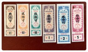 广西壮族自治区布票1976六种，共6枚（全）