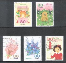 日本信销邮票-问候祝贺 G56 2012年 春季的问候 春风 5全