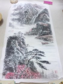 款不识山水！收到手绘国画，买家自鉴，！100+50cm，绝对不是印刷