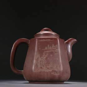 顾景舟款 紫砂刻诗文茶壶
