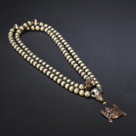 旧藏 藏银佛珠一串珠径0.8cm重128g