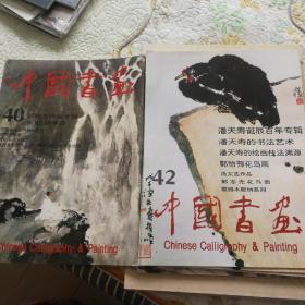 中国书画40.42两册铜版纸大印刷精美绘图书籍合售（傅抱石作品专辑+潘天寿诞辰一百周年作品专辑）人民美术出版社编辑出版，沈鹏主编；1996年1997年一版一印，确保正版保真。