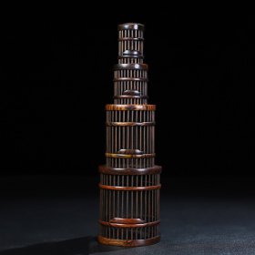 旧藏花梨木鸣虫笼子蝈蝈笼蛐蛐笼手把件，长17厘米宽4.8厘米，重约46克