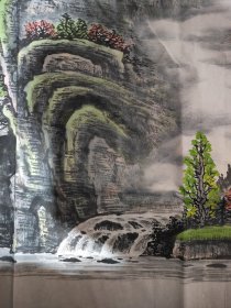 画家 刘磊 小六尺山水《福地雅居》178x68厘米 字画为宣纸水墨纯手绘，因为后期还需要装裱才能悬挂，画芯折叠装信封发货 惠民价