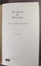 【诺奖得主作品】READING AND WRITING. By V. S. Naipaul.，V.S.奈保尔著。