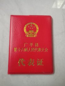 广平县第十六届人民代表大会代表证（空白）