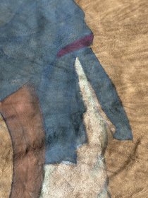 yp10《唐寅人物》,旧藏羊皮画 尺寸:长90cm左右宽60cm左右 材质:皮质画