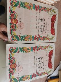 一对63年和平鸽图案 结婚证（烟台）