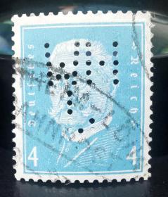 95—德国1928凿孔邮票 总统兴登堡 字母“MHL”上品信销