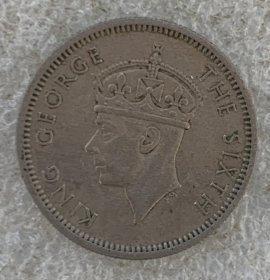 马来亚和英属婆罗洲50/60年10分2枚 乔治六世尖冠女王 铜镍币19.5mm