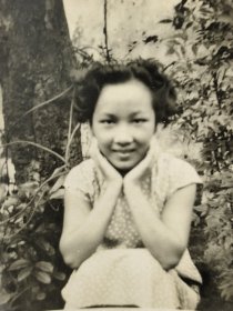民国碎花旗袍美女托老照片