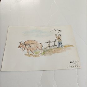 李梓良手繪歷史課本教學(xué)掛圖：二牛抬機(jī)式梨