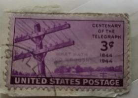 美国邮政 电报100年 3c邮票