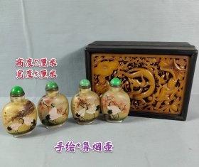 和田玉装鼻烟壶，手绘仙鹤，保存完好，成色一流，完美无缺