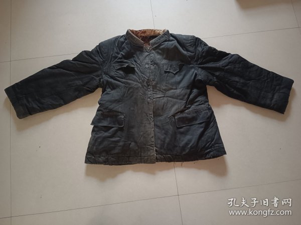 老中山装 毛皮棉袄 衣襟袖口有磨损 道具收藏使用
