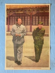 宣传画：毛林并立 毛泽东主席画像 伟人 红色经典 文1革怀旧挂画