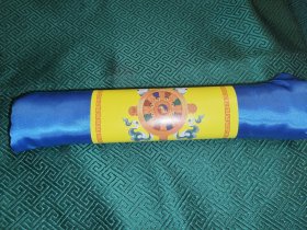 哈达 蓝色 八吉祥花纹还有藏文