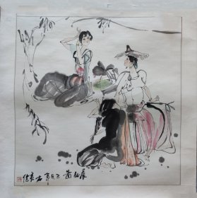 施大畏-晨妆图 66.5x67.5厘米 4.1平尺 镜片 顺丰到付 施大畏，1950年生，浙江吴兴人。毕业于上海大学美术学院国画系。国家一级美术师。 中华艺术宫馆长、上海国画院执行院长、第七、八届中国美术家协会副主席、中国美协国画艺委会委员、上海美协国画艺委会主任、上海市文联主席、上海市美术家协会第八届荣誉顾问。