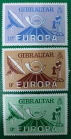 直布罗陀邮票1979年欧罗巴-邮电史 卫星接收站 3全新