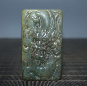 旧藏田黄寿山石套盒印章，长8cm，宽4.5cm，高3.5cm，重278g