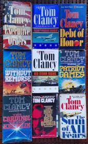 TOM CLANCY 汤姆克兰西 作品9部【Patriot Games】【Clear and Present Danger】【Red Storm Rising】【Debt of Honor】【Hunt for Red October】【Without Remorse】【Executive Orders】【Cardinal of the Kremlin】【Sum of All Fears】英文原版