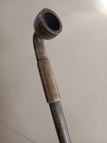 老铜烟袋杆 带龙纹图案 伸缩杆 长21.2伸长41.2 完整