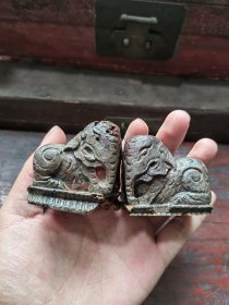 清代大象木雕一对