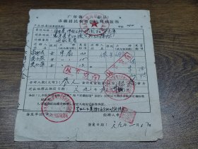 1969年广东省市（县）市镇居民粮食供应转移证明【海南乐东县—恩平县】~~返家生产