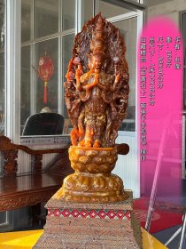 旧藏精品《田黄石十一面佛千手观音》摆件