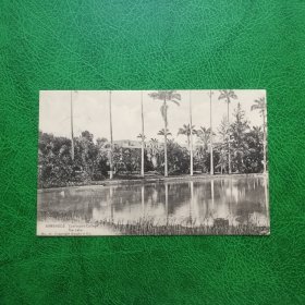 巴巴多斯老明信片克林德神学院的建筑和湖 1942年实寄一枚