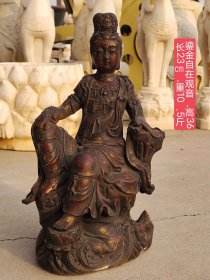 鎏金自在观音佛一尊，包浆醇厚自然完美，收藏佳品