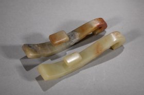 清 和田玉螭龙带钩一对