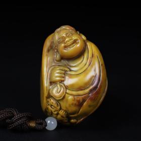 旧藏寿山石雕刻刘海戏金蟾手抓件，长6.5厘米宽5.5厘米，重170克