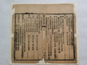 增补玉匣记通书.书业德.清木刻古籍一页.传统手工托裱.约24x22.3cm(不含命纸).老.破.残.文本.完美主义者勿扰. 可装饰书房、工作室.不议价.不议价.不议价.