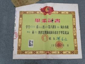 1958年 湖南益阳市第五初级中学毕业证书（附准考证）