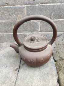 高提梁紫砂茶壶 包浆醇厚 品相好