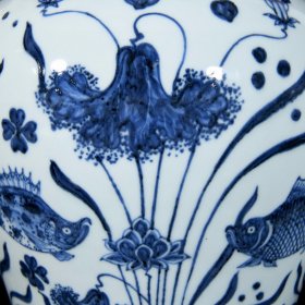 明青花鱼藻纹梅瓶 34/25厘米