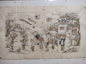 杨柳青木版年画线稿十美图放风筝