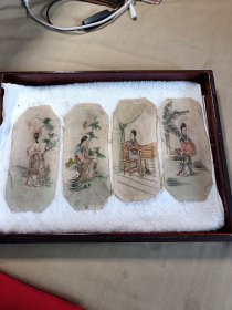 民国时期丝织绢画，四大美女