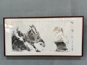 蒋意 中美协会员 写意作品《伯乐相马》尺寸：100*50cm！
