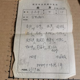 1980年西安吴家坟药店处方