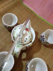 景德镇彩瓷人物壶，杯