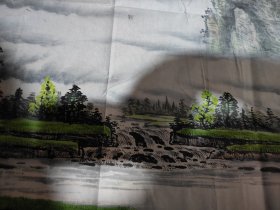 画家 刘磊 小六尺山水《福地雅居》178x68厘米 字画为宣纸水墨纯手绘，因为后期还需要装裱才能悬挂，画芯折叠装信封发货 惠民价