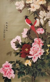 年画立轴春意盎然花鸟画立轴 天津杨柳青画社出版 祈祯作