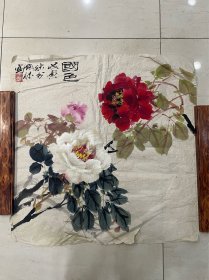 上海画家 张关林 国色一幅 尺寸：68*68cm
擅长花鸟，画得一手活灵活现的牡丹。现任海墨画社、牡丹画院画师、苍松画社、东方艺术院指导老师。