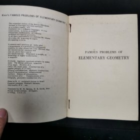 【英文原版书】FAMOUS PROBLEMS OF ELEMENTARY GEOMETRY