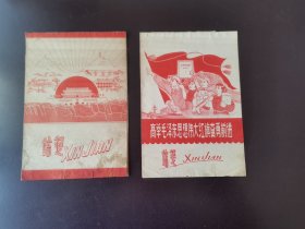 1966年—1976年信笺，封面漂亮，非常有特色 1、左边的信笺，封面有毛主席故居、井冈山、遵义、延安宝塔山及沿河大桥等图案，是建党、长征、红军等题材的好藏品； 2、右边的信笺，封面有工农兵及红卫兵等图案，有“高举毛泽东思想伟大旗帜奋勇前进”等字，时代特色浓厚，合适藏家收藏。 2本一起走300元包邮。 因为发行时间比较长，有发黄、脏、折、薄、裂口等问题，都是流通品，品相差，品相如图所示请看好。