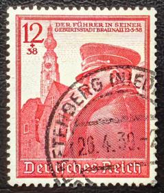 2-646德国1939年邮票 50岁生日 二战人物肖像 1全上品信销 销1939年4月20日戳，二战集邮。
