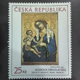 CZECH25捷克共和国2006年查理四世时期的艺术品 绘画 兹布拉斯拉夫母1345年 新 1全大票幅雕刻版外国邮票